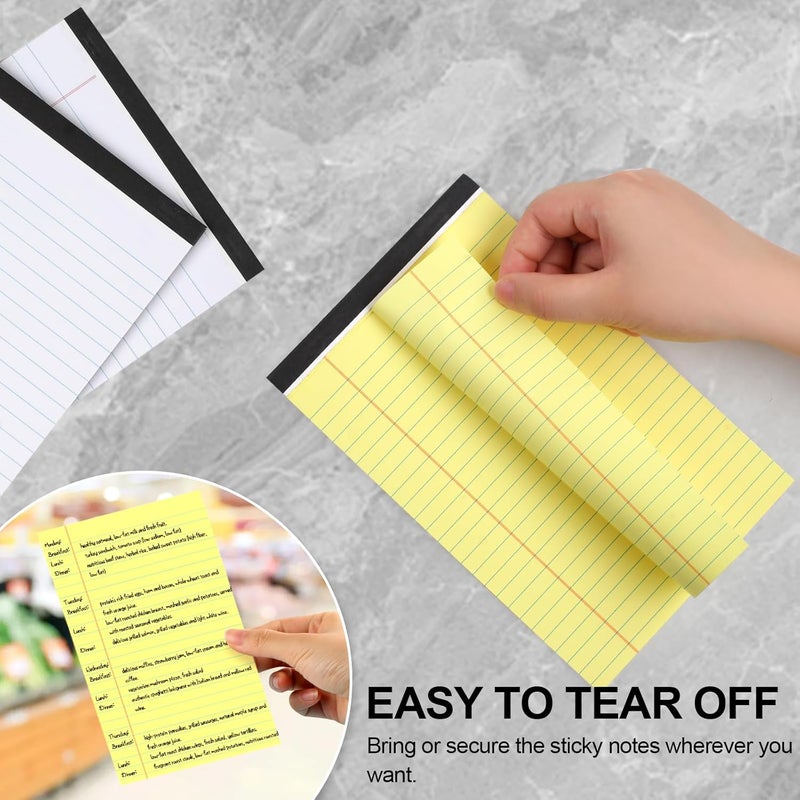 Utron 6 PCS Small Legal Pads 5x8 Yellow and White, Narrow Ruled Small Note Pads, Micro Perforated Writing Pad, College Ruled Legal Notepads 5x8 for Study, Office, To-Do Lists(30 Sheets/Small Notepad) - Image 4